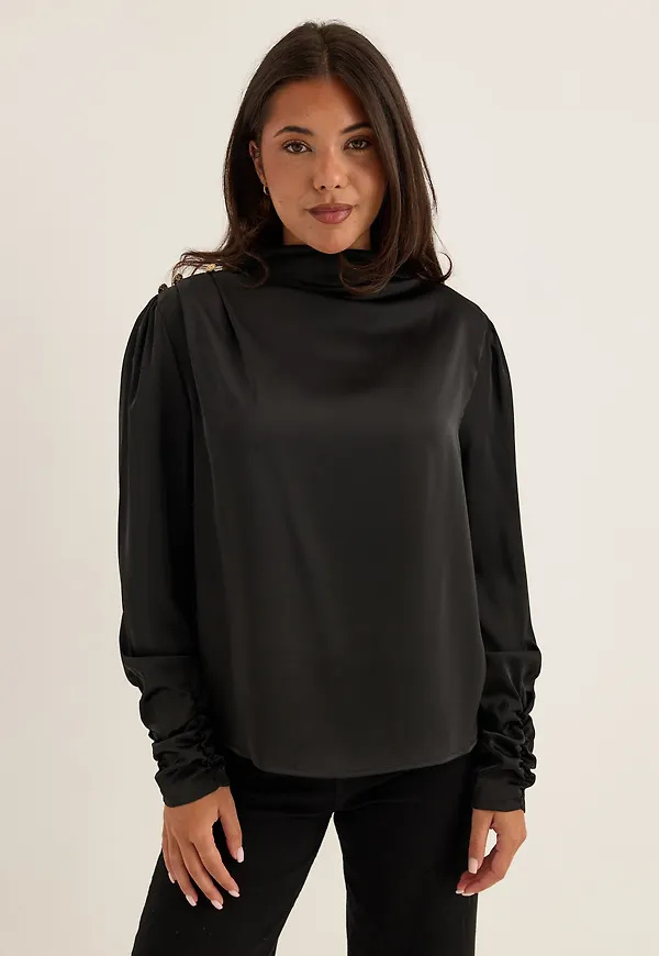 Satin Button Detail Blouse