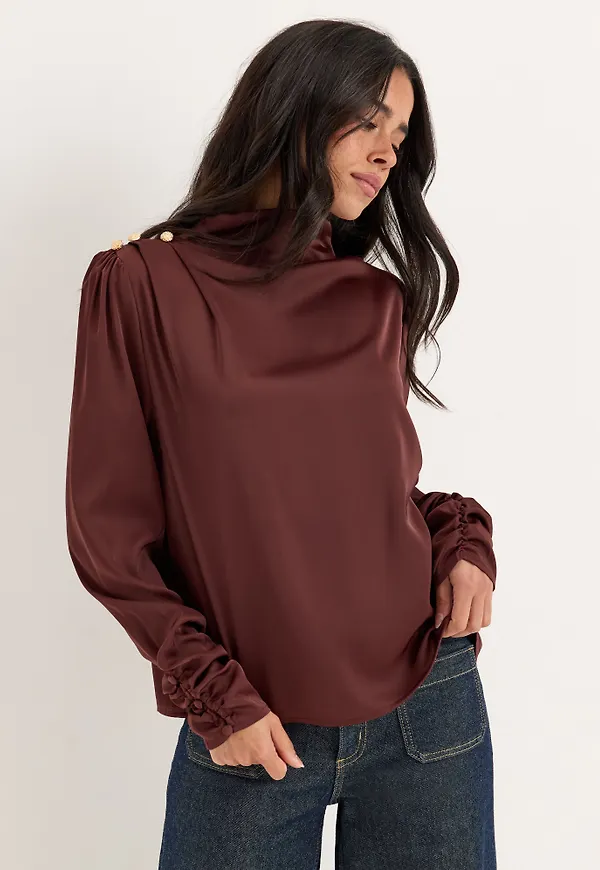 Satin Button Detail Blouse