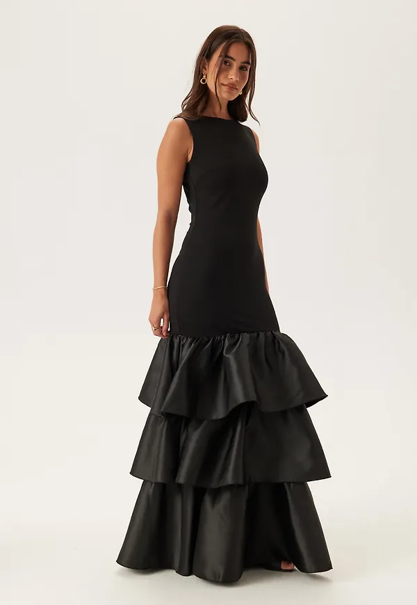 Satin Frill Maxi Dress
