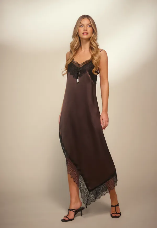 Satin Lace Slip Dress