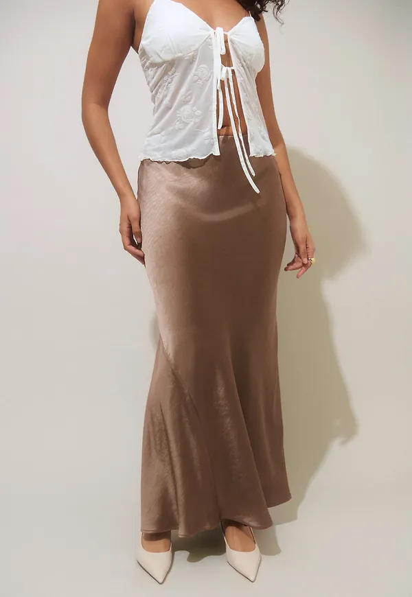 Satin mermaid maxi skirt