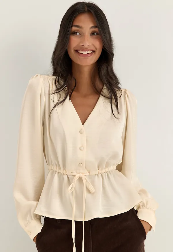 Satin Puff Sleeve Blouse