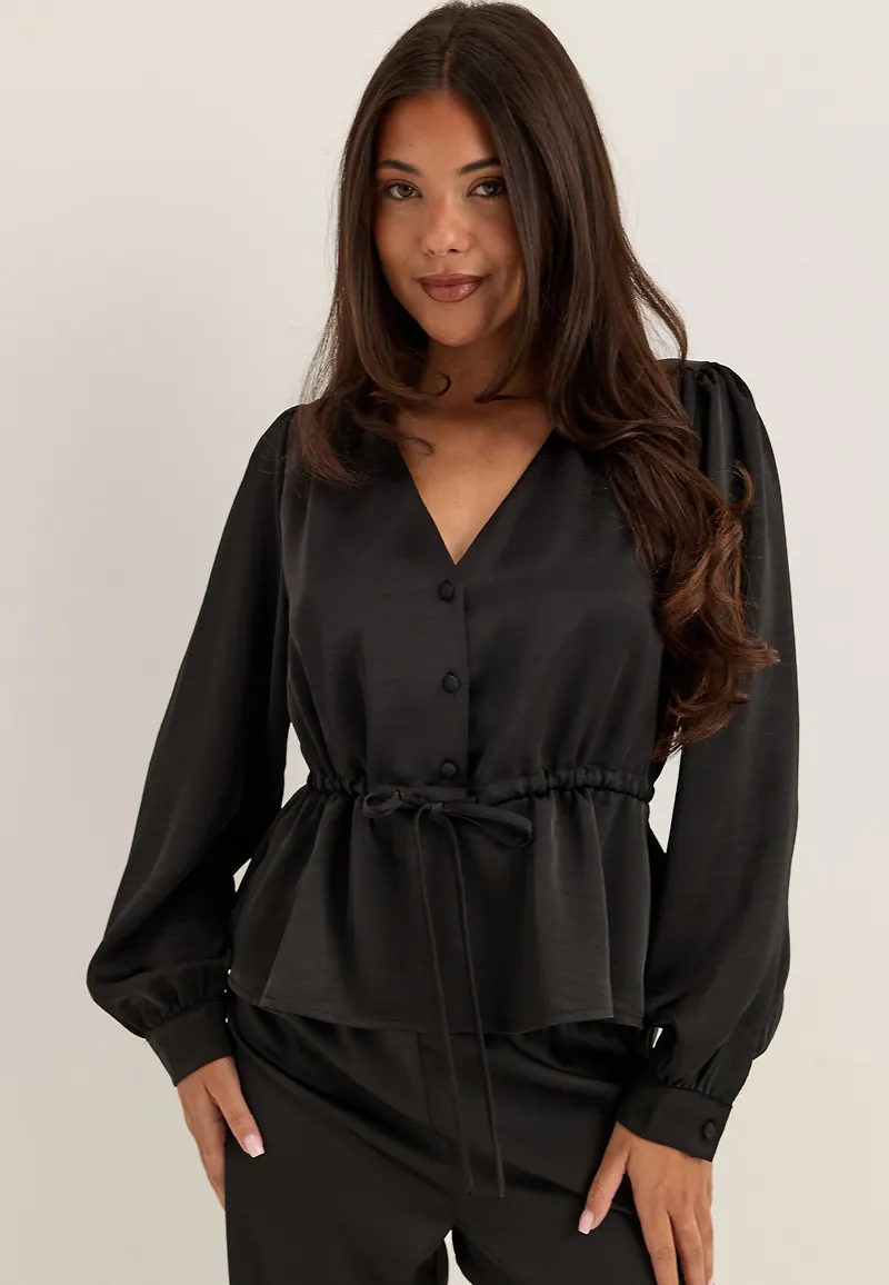 Satin Puff Sleeve Blouse