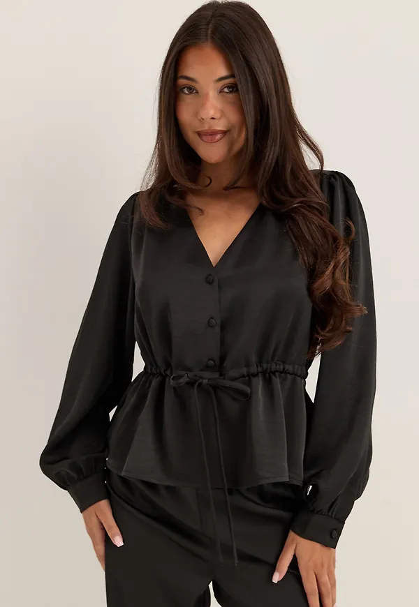 Satin Puff Sleeve Blouse