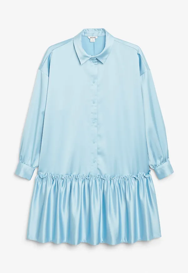Satin shirt dress - Blue