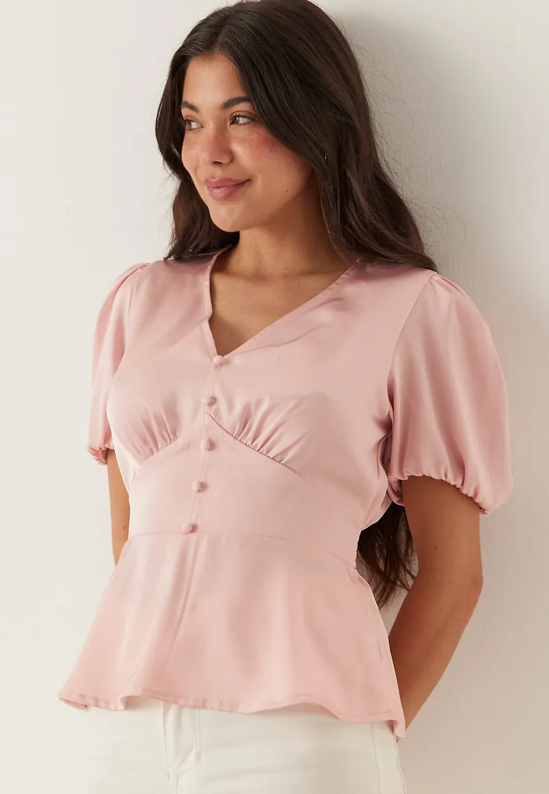 Satin Short Sleeve Blouse