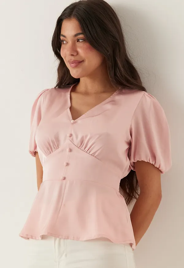 Satin Short Sleeve Blouse