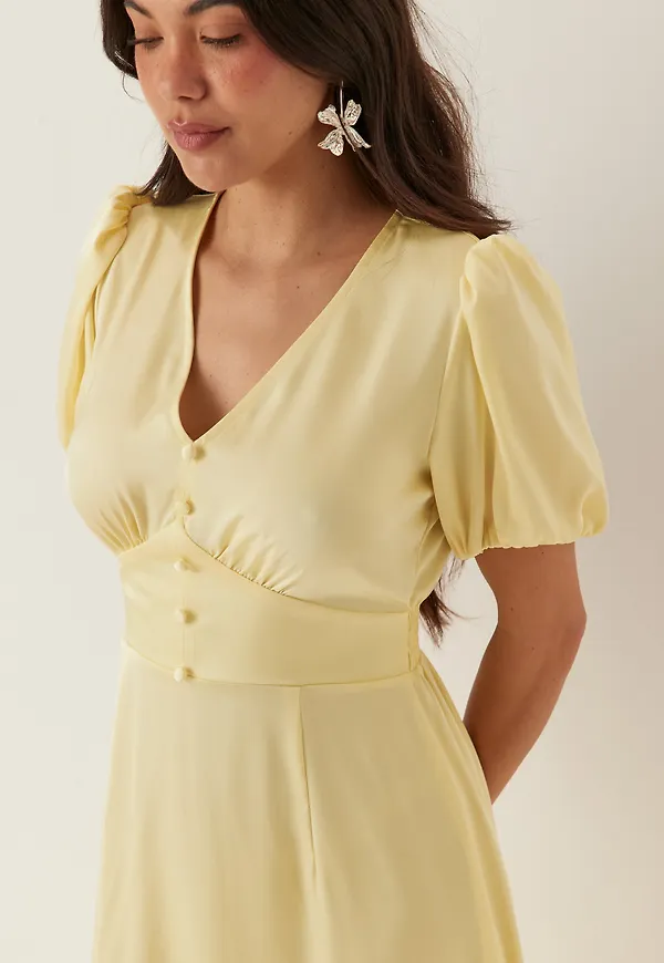 Satin Short Sleeve Maxi Dress