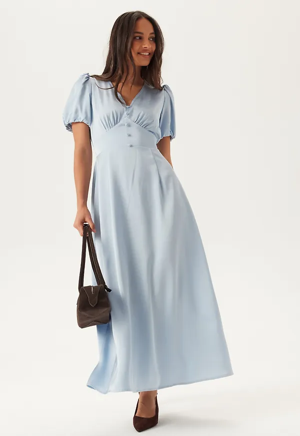 Satin Short Sleeve Maxi Dress – Bubbleroom
