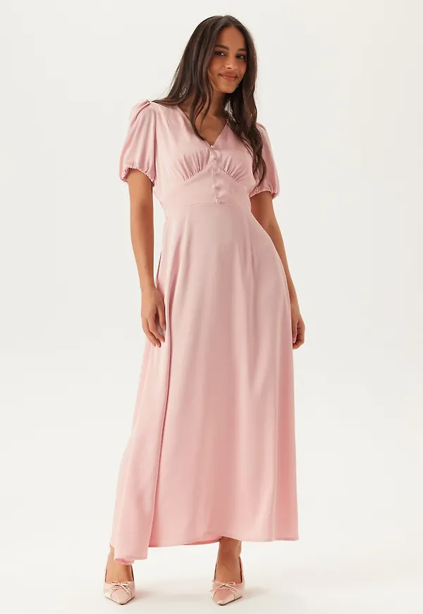 Satin Short Sleeve Maxi Dress – Bubbleroom