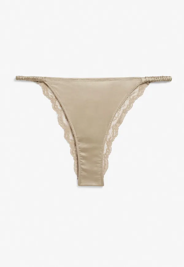 Satin tanga briefs - Beige