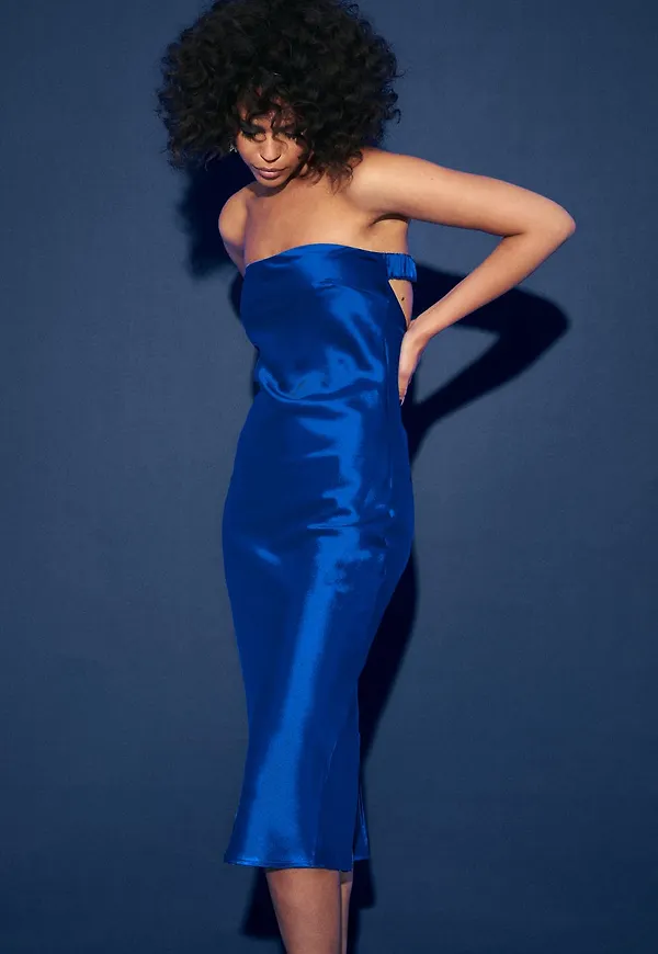 Satin tube midi dress