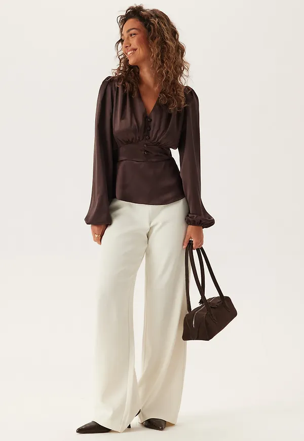 Satin V-neck Blouse