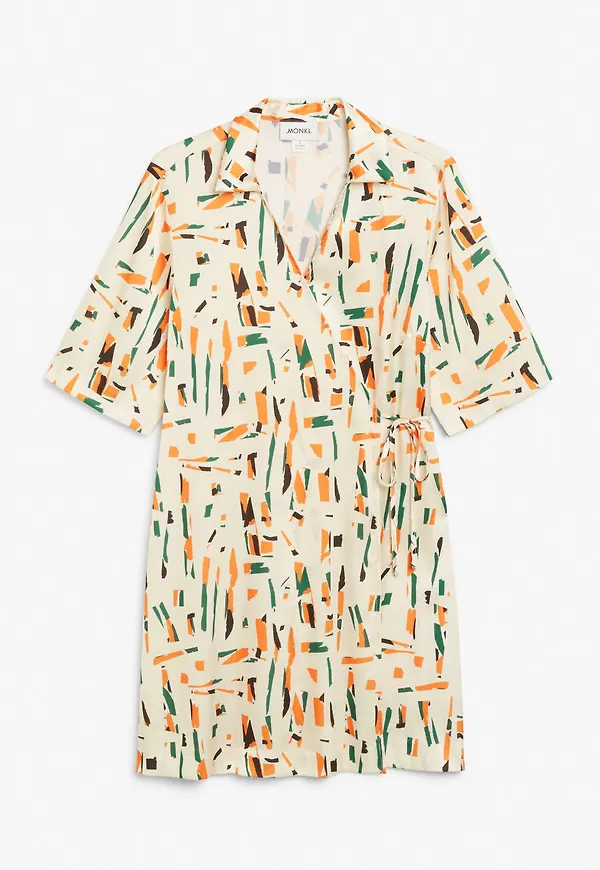 Satin wrap dress - Beige