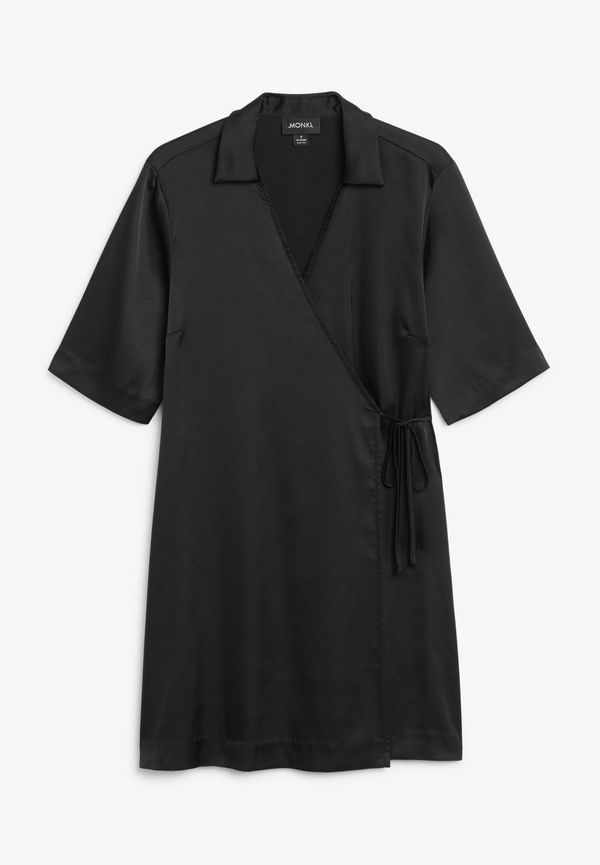 Satin wrap dress - Black