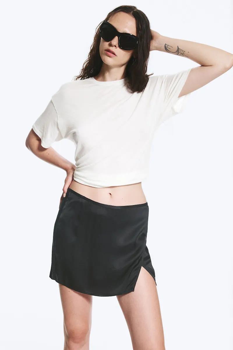 Satin Wrap Mini Skirt