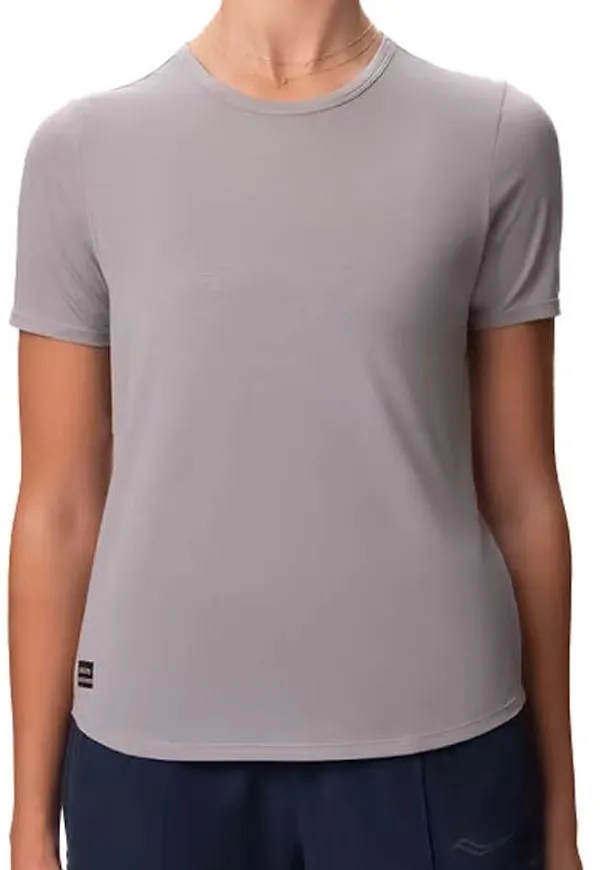 Saucony Women's Stopwatch Short Sleeve Light Grey Heather