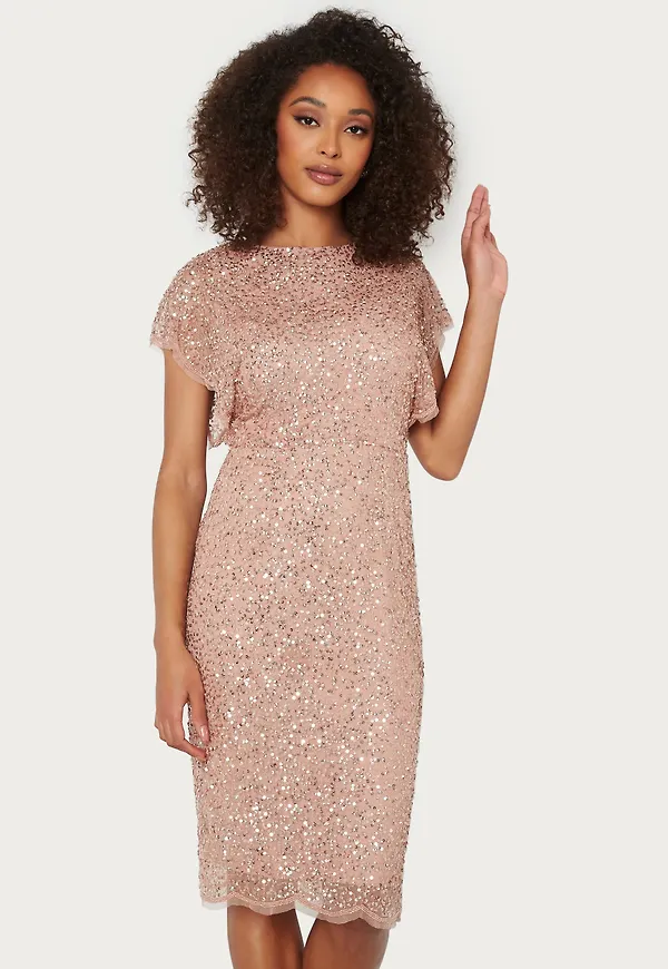 Scallop Sequin Midi Dress