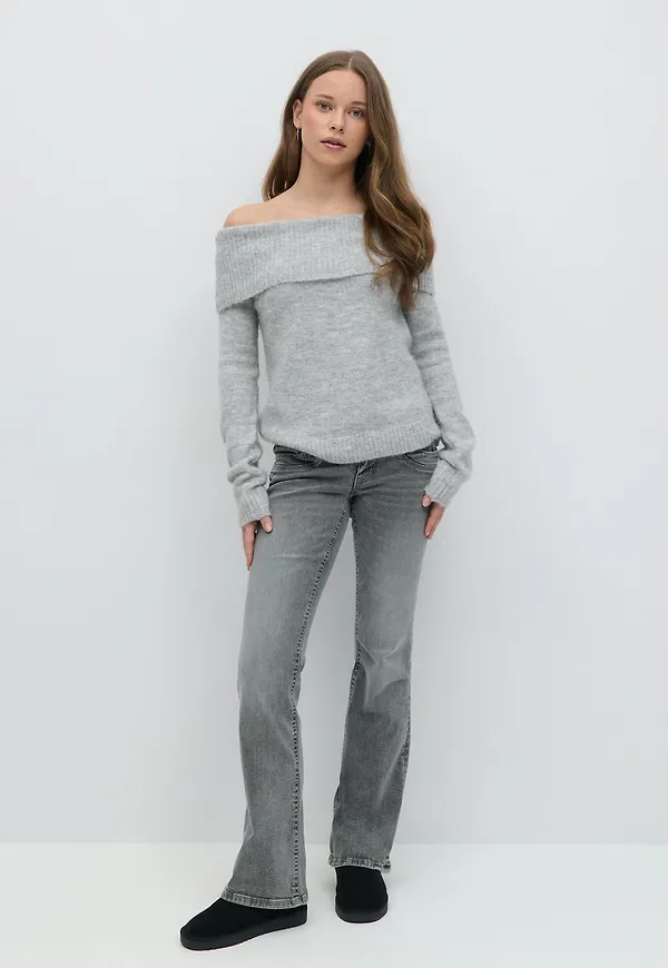 Gina Tricot - Scandi low waist bootcut jeans - low waist jeans - Grå - 134 - Tjej
