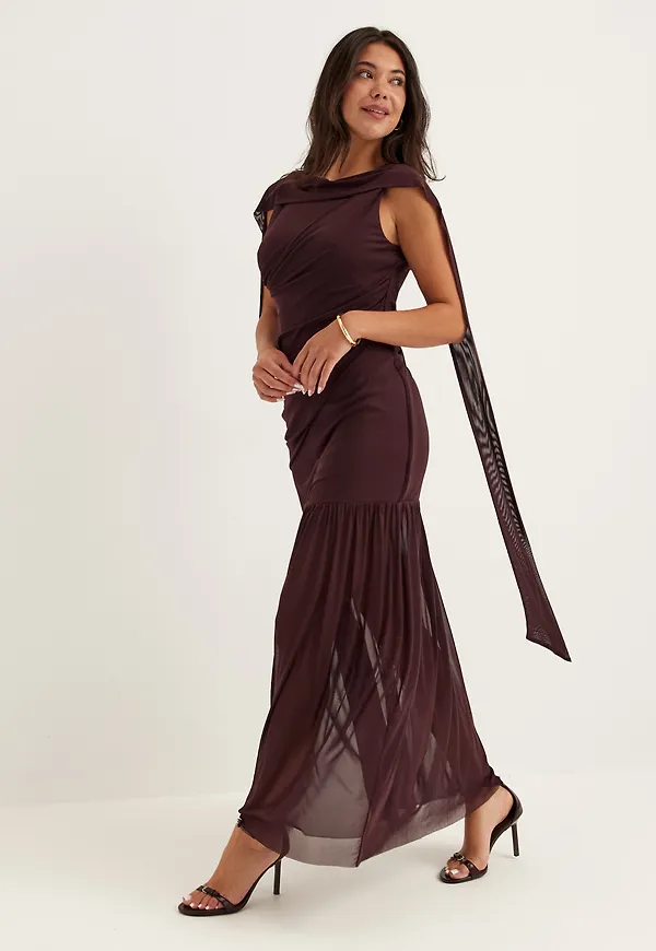 Scarf Mesh Ankle Dress