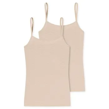 Schiesser 2P Modal Essentials Spaghetti Strap Tops Beige Medium Dam