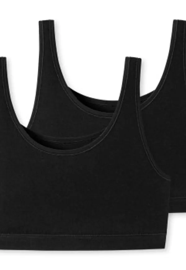 Schiesser BH 2P 95-5 Organic Cotton Bustier Top Svart bomull 34 Dam