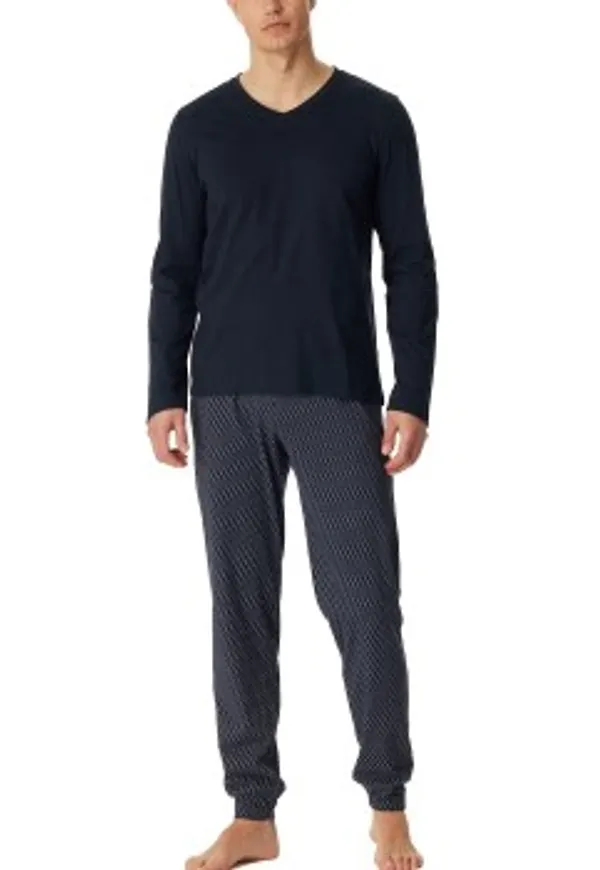 Schiesser Casual Essentials Long Sleeve Pyjamas After Dark bomull 56 Herr