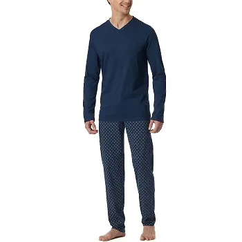 Schiesser Casual Essentials Long Sleeve Pyjamas Marin bomull Small Herr