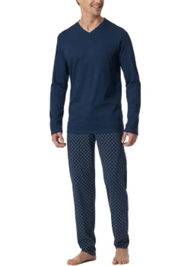 Schiesser Casual Essentials Long Sleeve Pyjamas Marin bomull XX-Large Herr