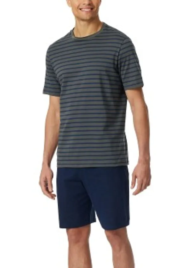 Schiesser Casual Essentials Short Sleeve Pyjama Grå bomull 3XL Herr