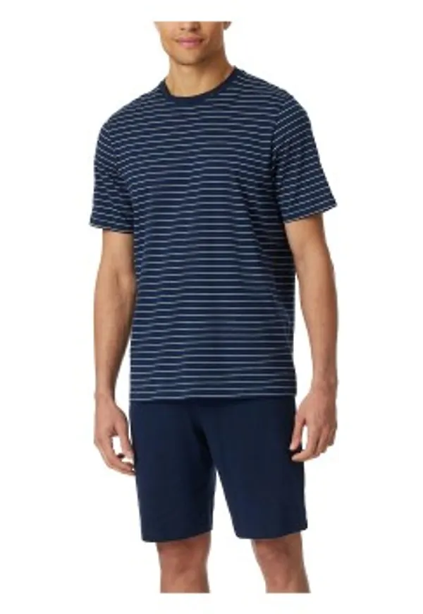 Schiesser Casual Essentials Short Sleeve Pyjama Mörkblå bomull 4XL Herr