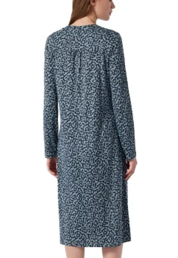 Schiesser Classic Comfort Fit Interlock Shirt Blå Mönstrad 38 Dam