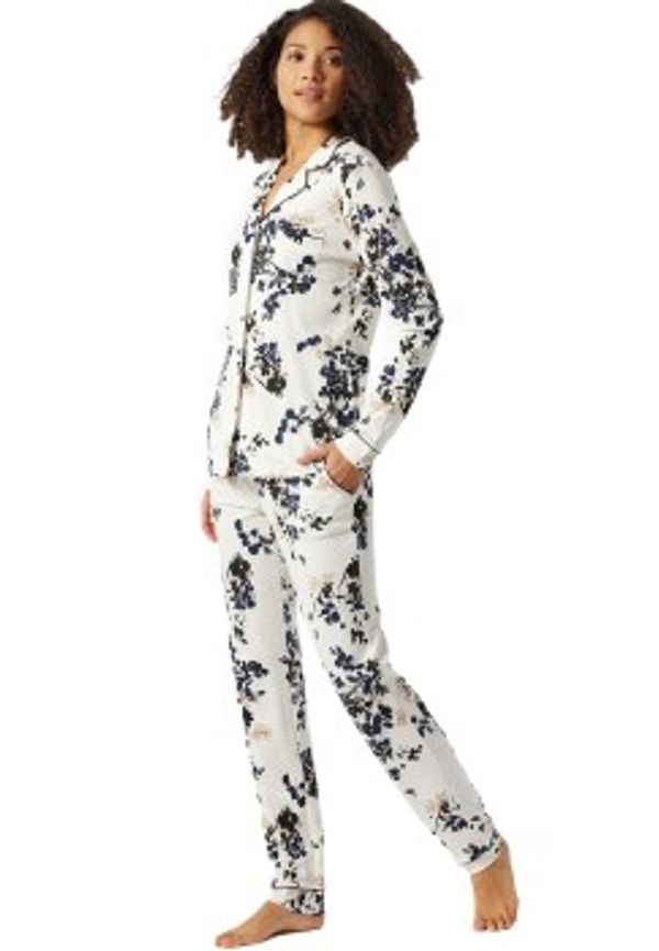 Schiesser Contemporary Nightwear Interlock Pyjama Svart/Vit 46 Dam