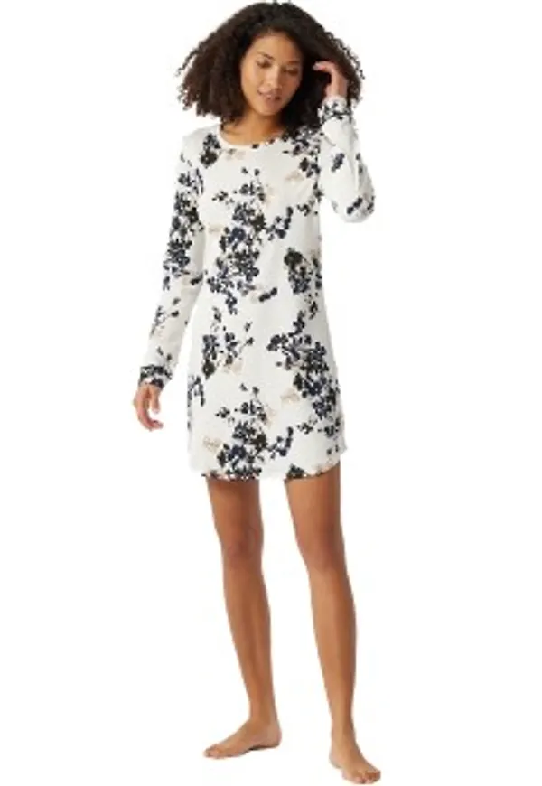 Schiesser Contemporary Nightwear Interlock Shirt Vit/Svart 44 Dam