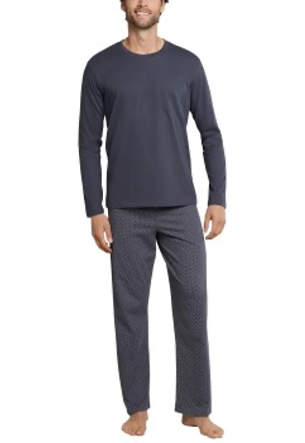 Schiesser Day and Night Long Pyjama Antracit bomull Small Herr