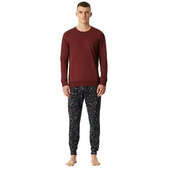 Schiesser Family Long Pyjamas Cuffs Röd bomull XX-Large Herr