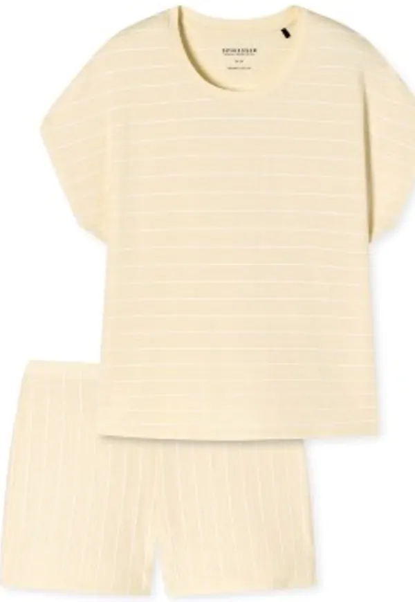 Schiesser Just Stripes Short Pyjamas Vanilj bomull 36 Dam