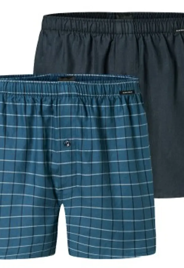 Schiesser Kalsonger 2P Boxershorts multipack Blå bomull 4XL Herr