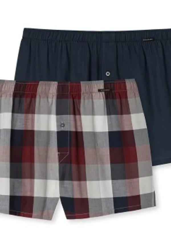 Schiesser Kalsonger 2P Fun Prints Boxer Shorts Röd/Blå bomull XX-Large Herr