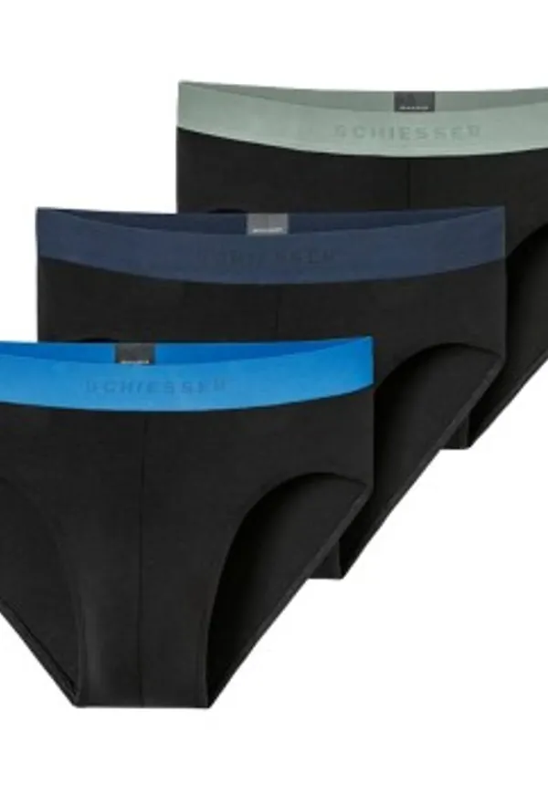Schiesser Kalsonger 3P 95-5 Multipacks Rio-Slip Svart/Blå bomull XX-Large Herr