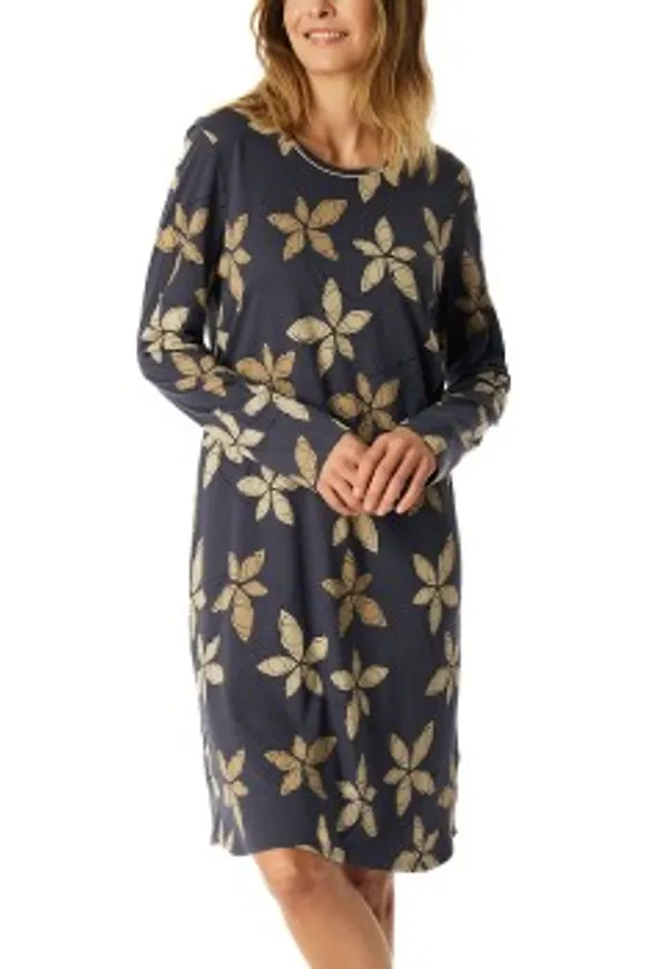 Schiesser Long Sleeve Nightshirt Mörkgrå Large Dam