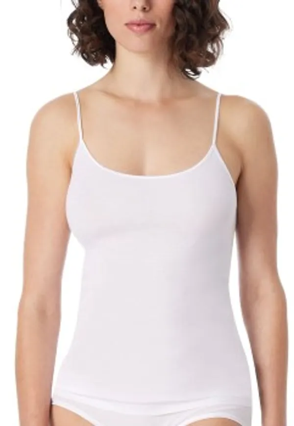 Schiesser Luxury Spaghetti Top Vit bomull 44 Dam