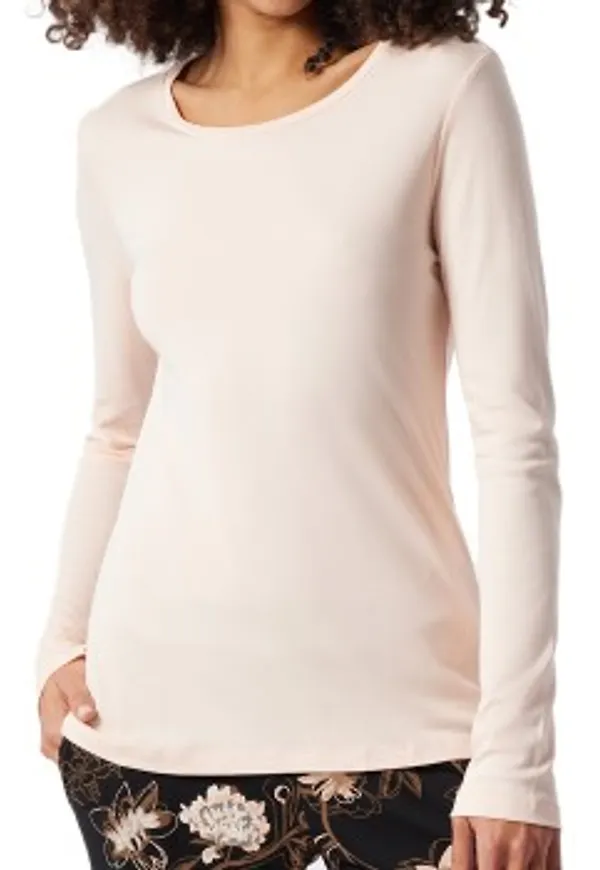 Schiesser Mix and Relax Long Interlock Shirt Ljus Aprikos 44 Dam
