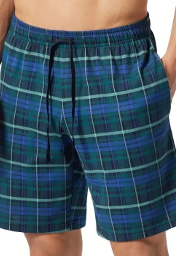 Schiesser Mix and Relax Organic Bermuda Shorts Blå/Grön bomull Large Herr