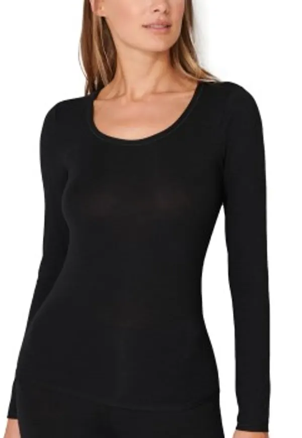 Schiesser Personal Fit Long Sleeve Shirt Svart Large Dam