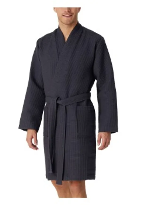 Schiesser Waffle Bathrobe Antracit bomull Large Herr