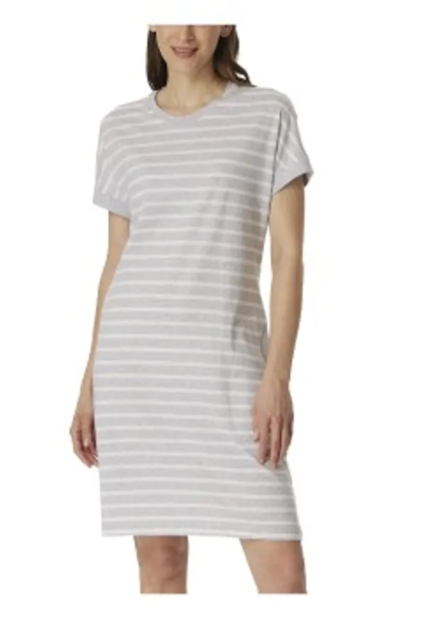 Schiesser Women Shortsleeve Nightshirt Vit/Grå bomull 36 Dam