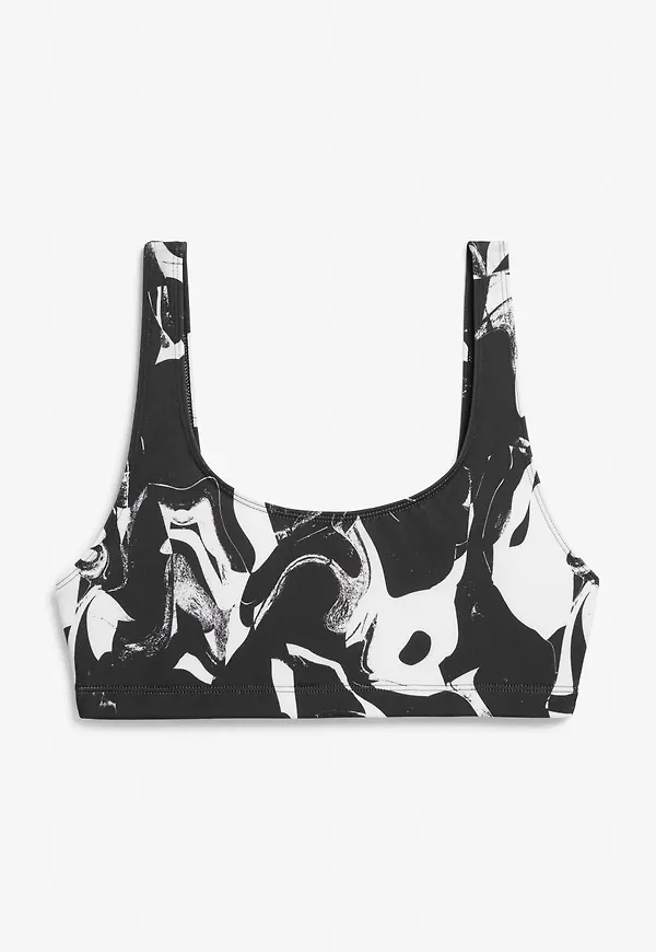 Scoop neck bikini top - Black