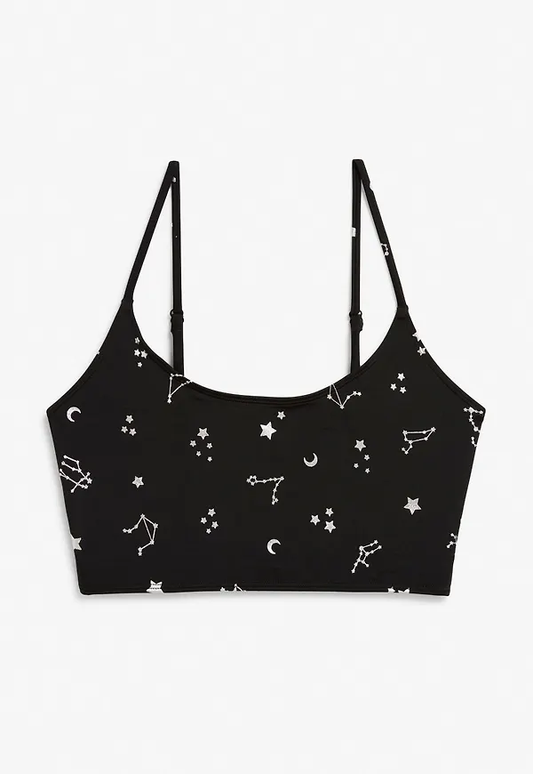 Scoop neck bikini top - Black