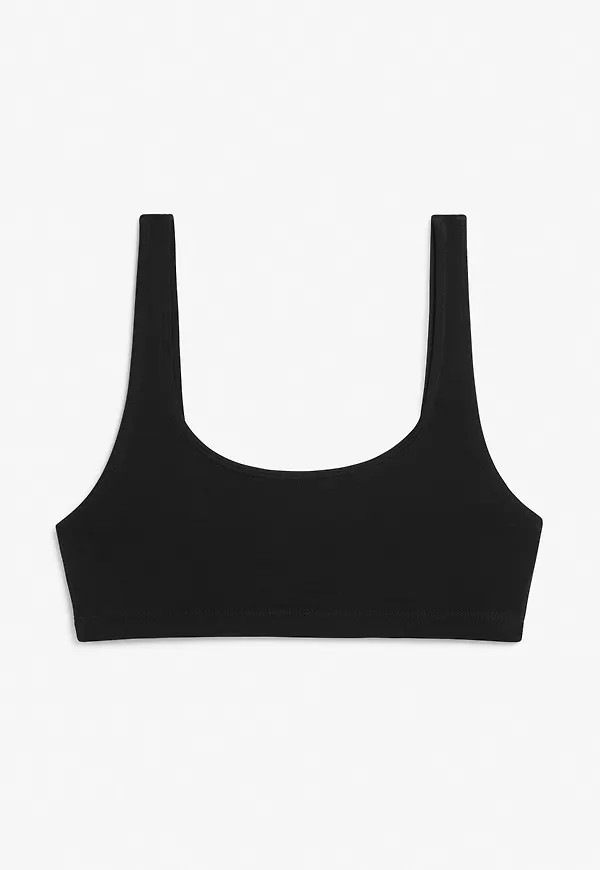 Scoop neck bikini top - Black